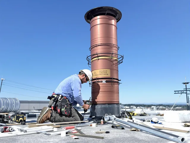 Installed chimney liner by Whitman Chimney Sweep in Whitman, MA