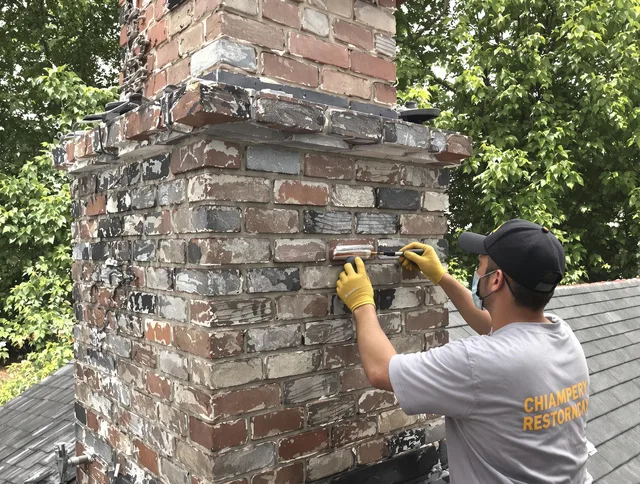 In-progress chimney restoration by Whitman Chimney Sweep in Whitman, MA