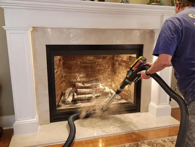 Fireplace cleaning performed by Whitman Chimney Sweep in Whitman, MA